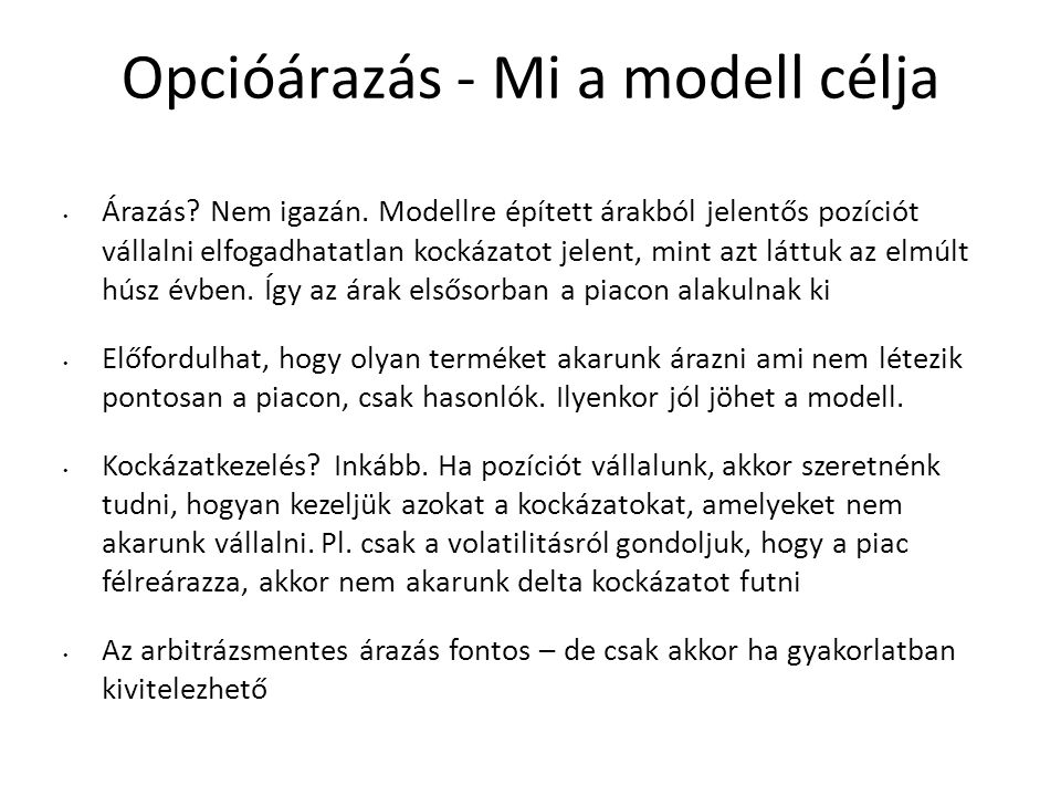 opciós ár modellek)